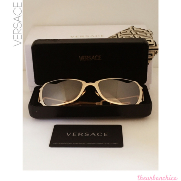VERSACE Gold Unisex Mirrored Greek Key Sunglasses main image 7